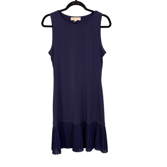 Michael Kors Mini Tank Dress Womens Small Blue Pleated Chiffon Hem Sleeveless - Picture 1 of 7